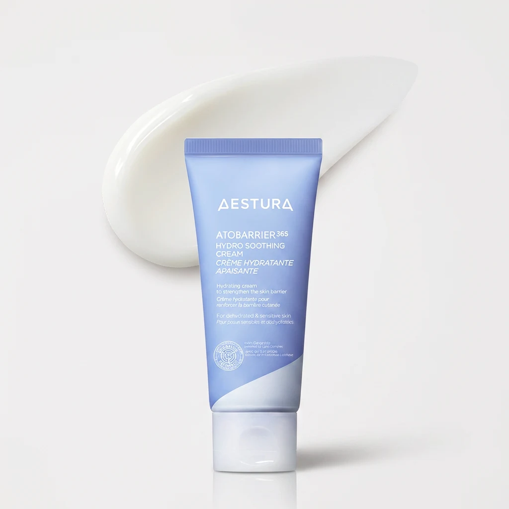 AESTURA Atobarrier365 Hydro Soothing Cream on a clean white studio backdrop
