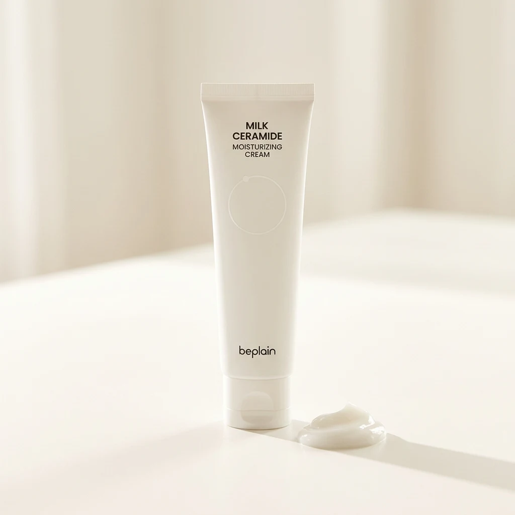 beplain Milk Ceramide Moisturizing Cream on a clean white studio backdrop