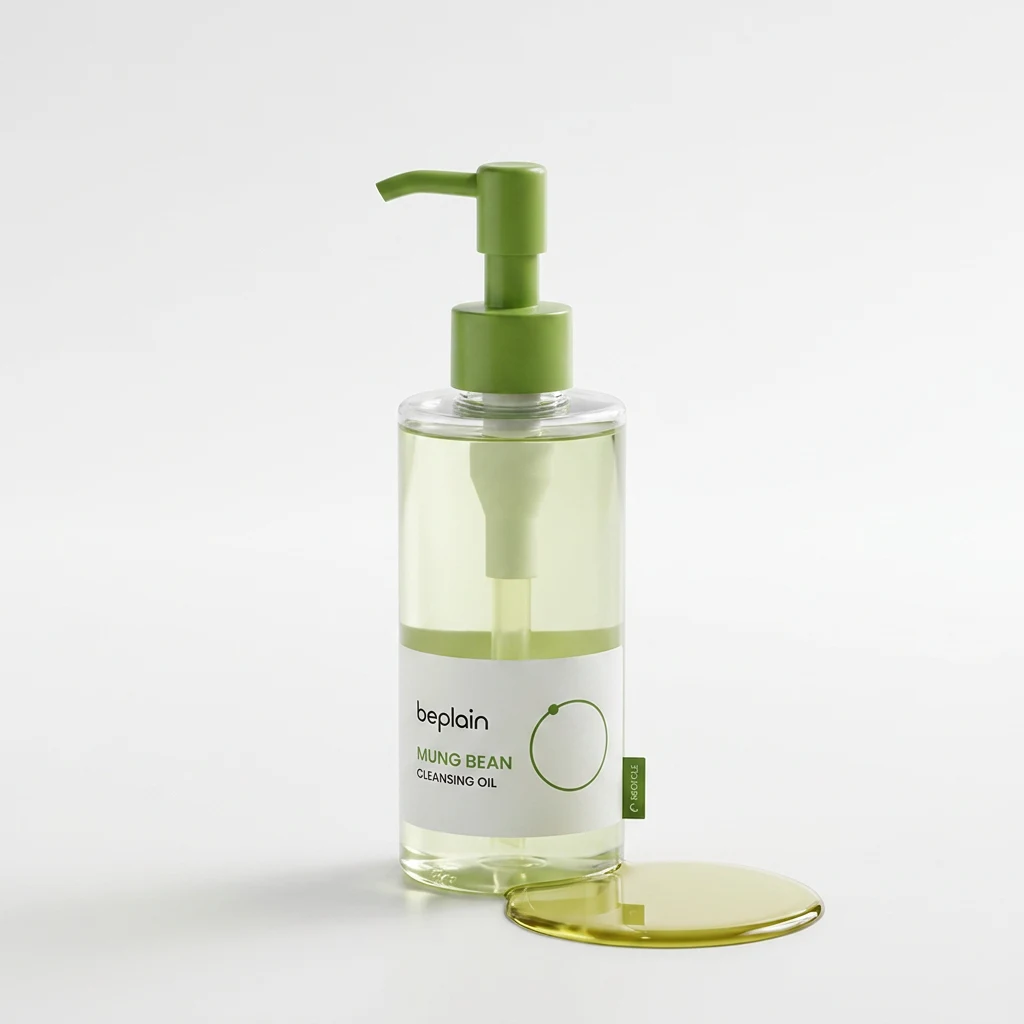 beplain Mung Bean Cleansing Oil 200ml on a clean white studio backdrop