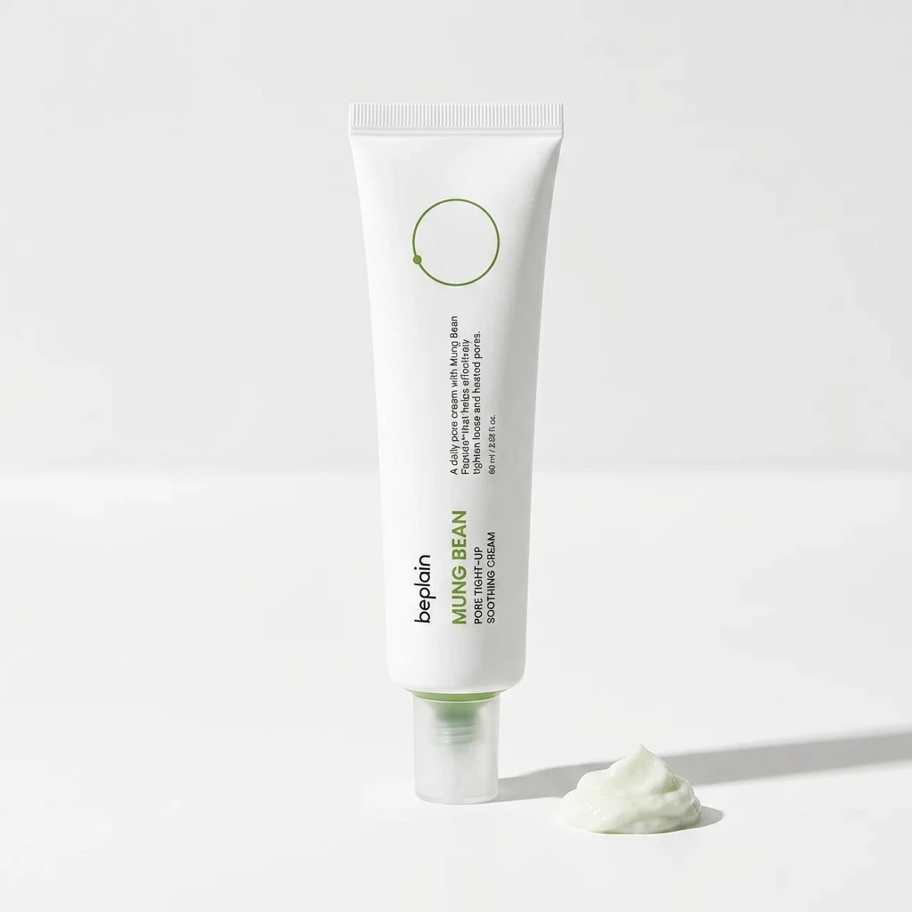 beplain Mung Bean Pore Tight-Up Soothing Cream on a clean white studio backdrop