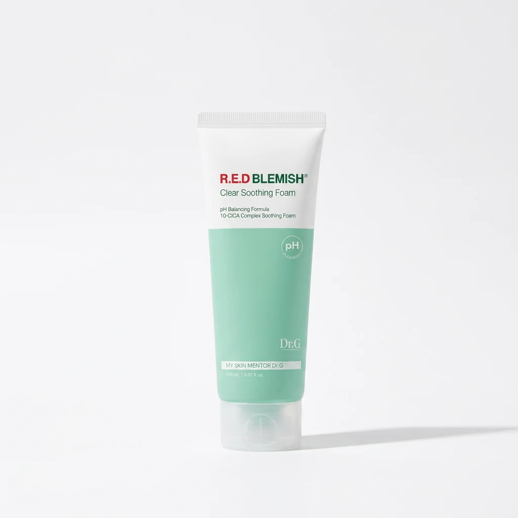 Dr.G R.E.D Blemish Clear Soothing Foam 150ml on a clean white studio backdrop