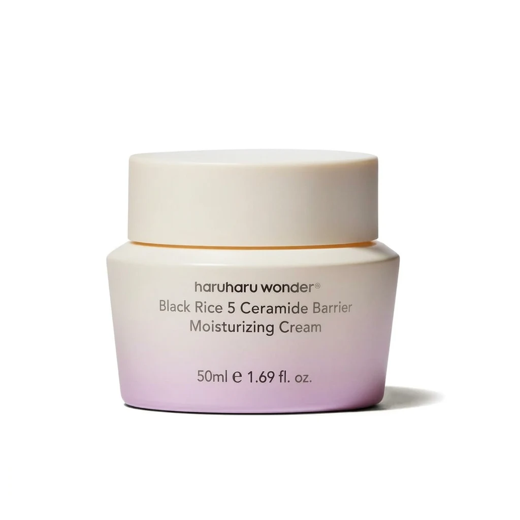 HARUHARU WONDER Black Rice 5 Ceramide Barrier Moisturizing Cream jar on a clean white studio backdrop