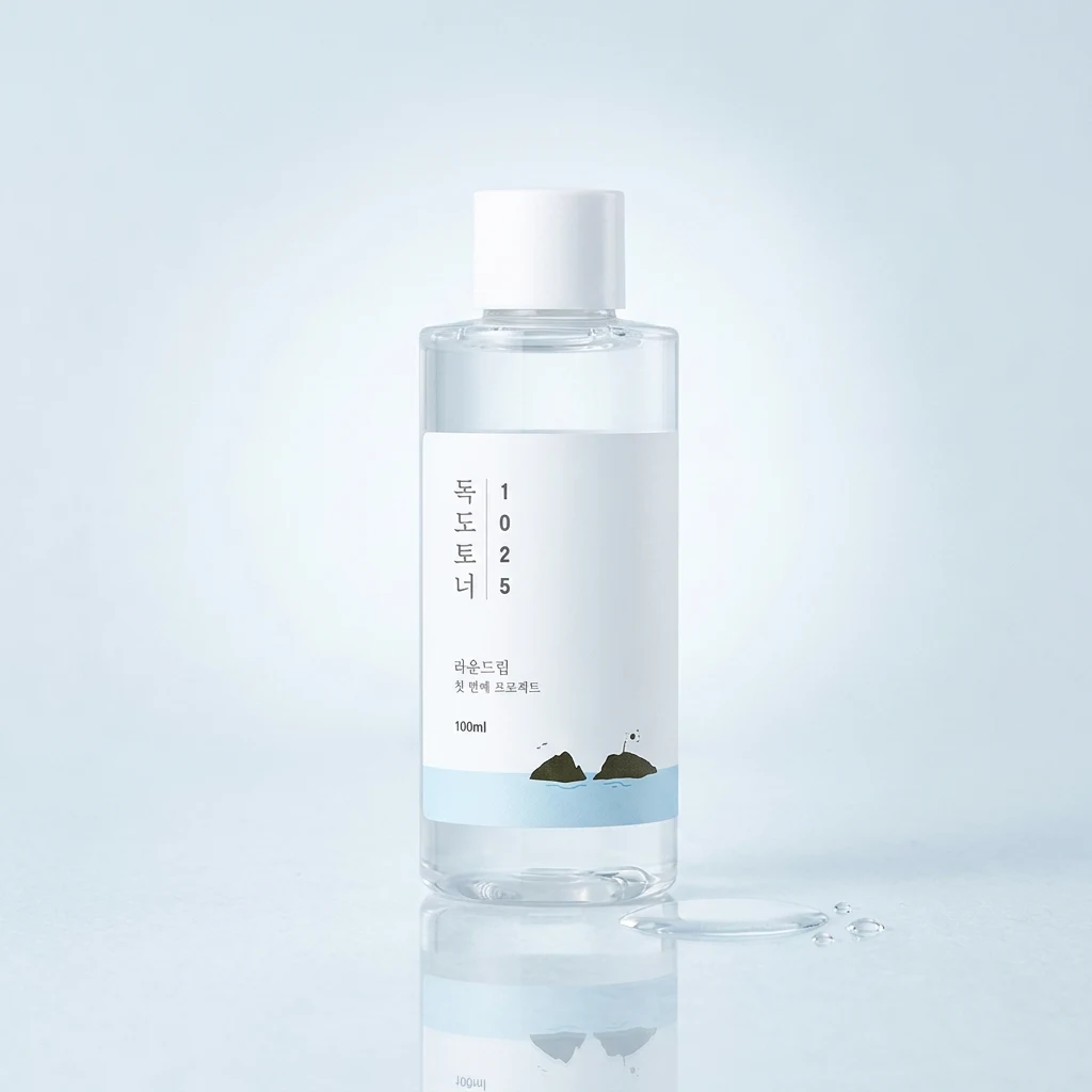 ROUND LAB 1025 Dokdo Toner 100ml bottle on a clean white studio backdrop