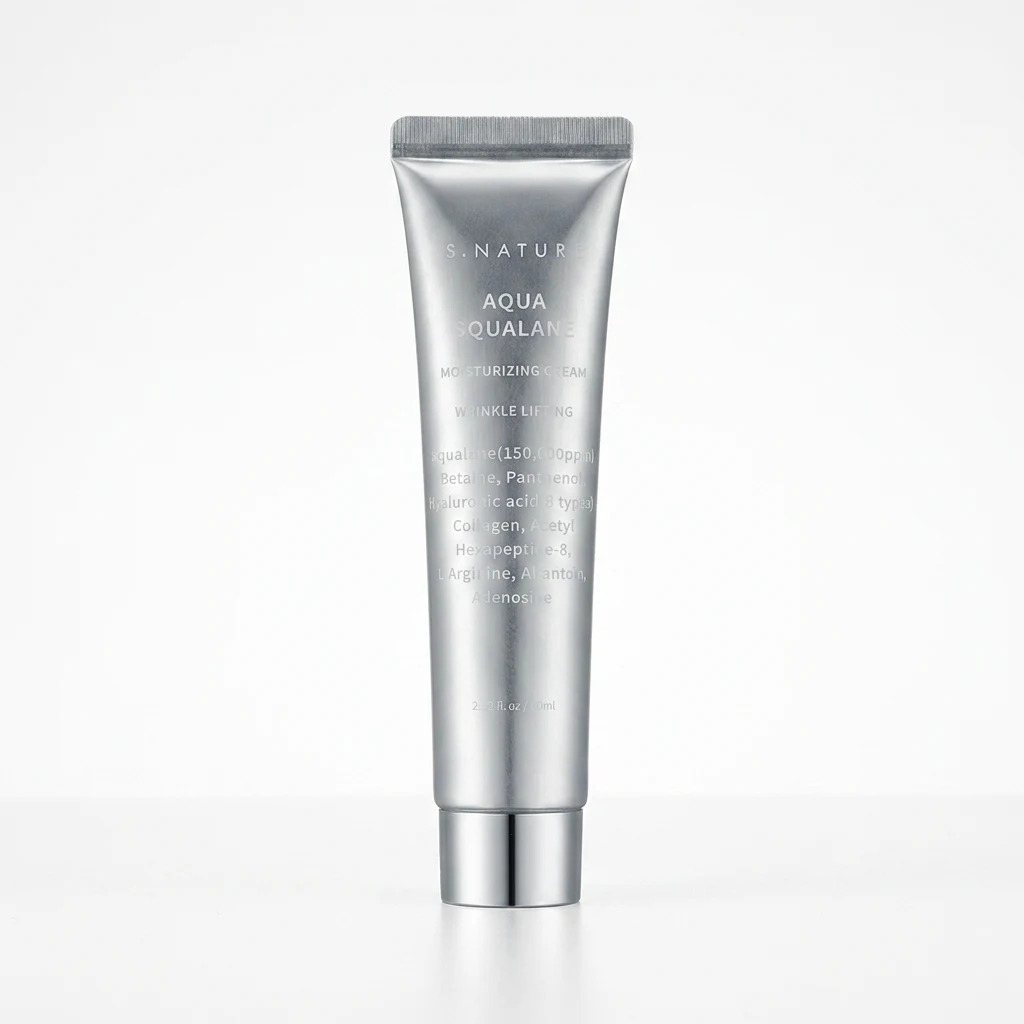 S.NATURE Aqua Squalane Moisturizing Cream on a clean white studio backdrop