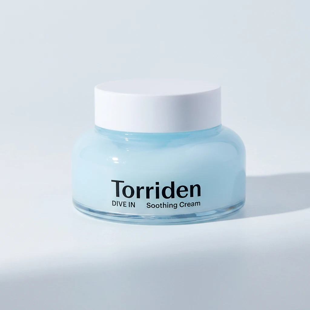 TORRIDEN DIVE IN Soothing Cream jar on a clean white studio backdrop